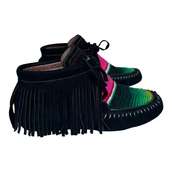 L&B Black Leather Serape Moccasins Women Size 11 NWOT - Picture 4 of 9